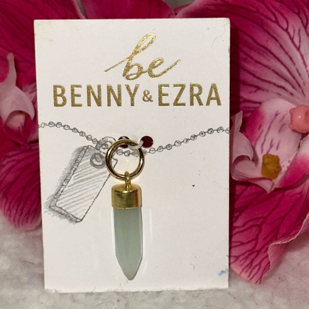 Benny & Ezra Statement Pendant Stone Aquamarine Blue Crystal